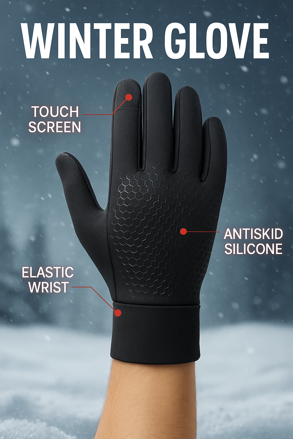 Thermal Gloves Winter Cycling Gloves With Wrist Support Touch Screen